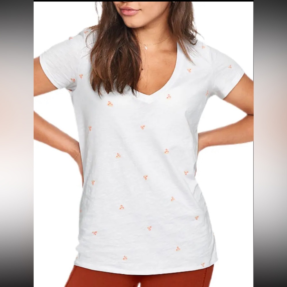 PINK VS Pizza V-Neck‎ Tee XS